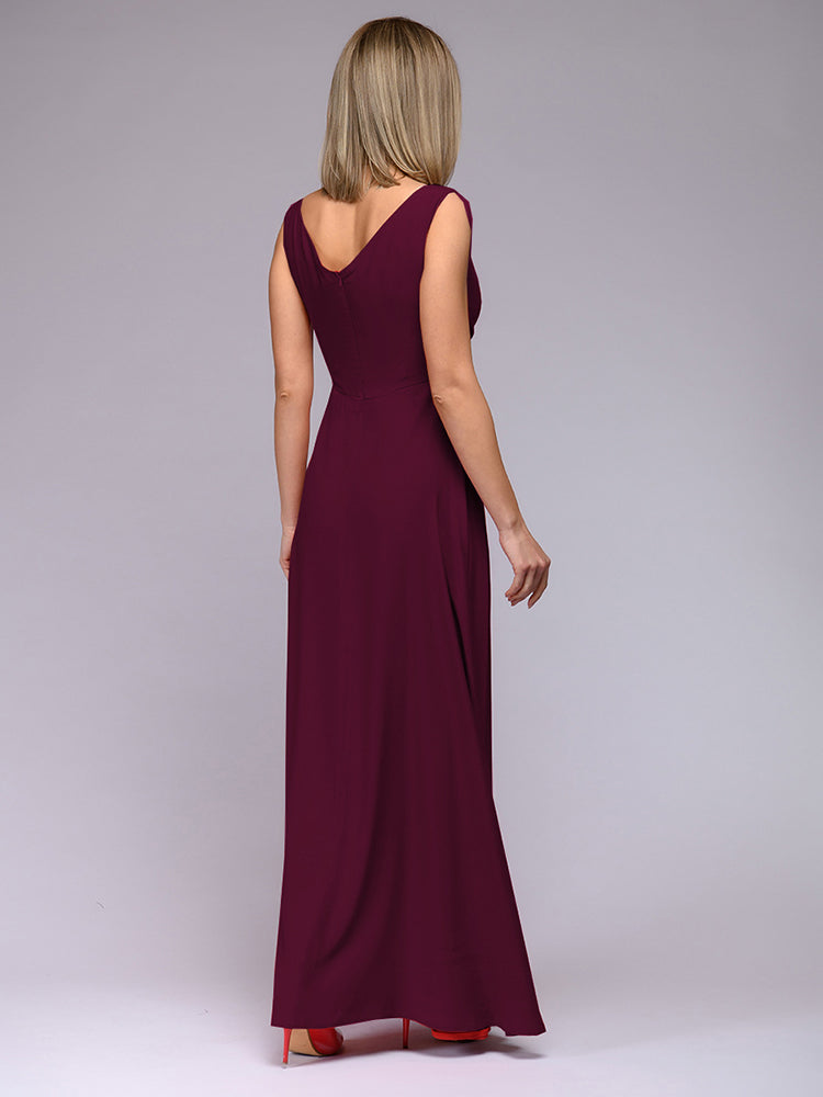 Levoire | Robe Maxi Élégante Avec Décolleté En V Profond Et Fente