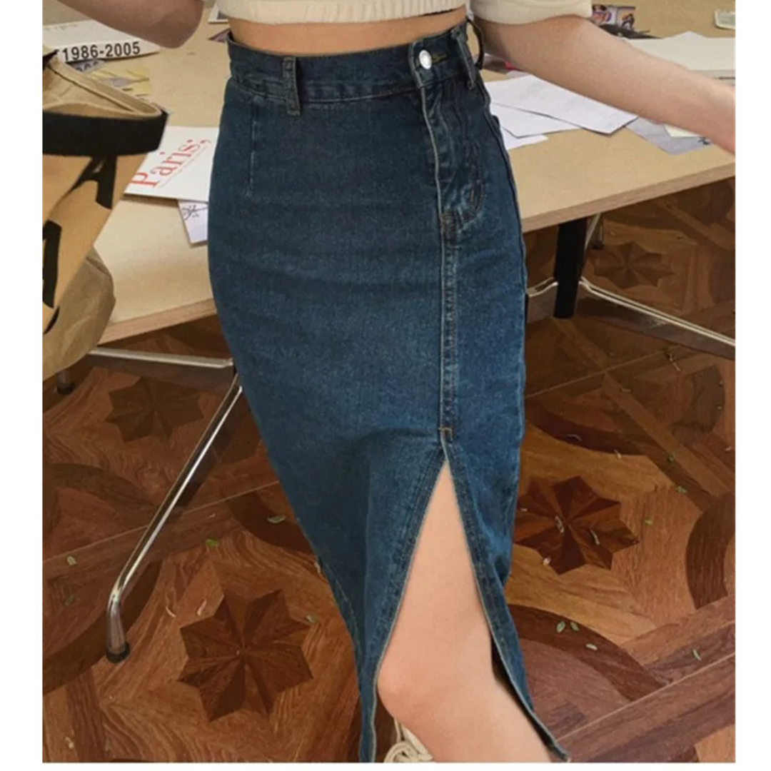 Levoire | Alijn Jupe Crayon En Bleu, Jupe En Jean Longue Bleu