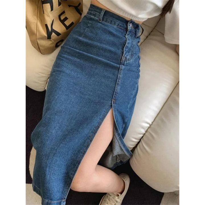 Levoire | Alijn Jupe Crayon En Bleu, Jupe En Jean Longue