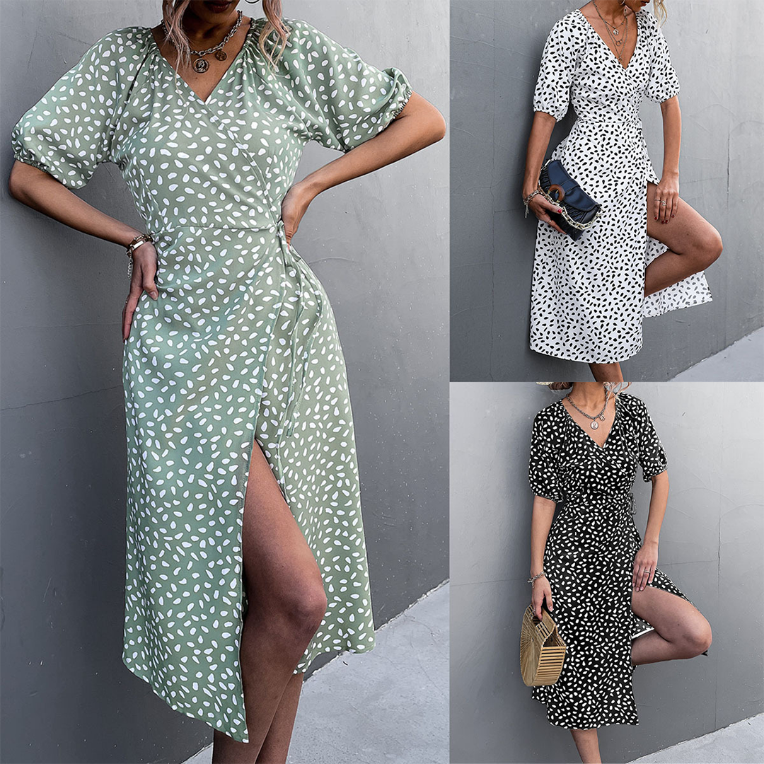 Levoire | Femme Robe fendue à encolure en V et croisée