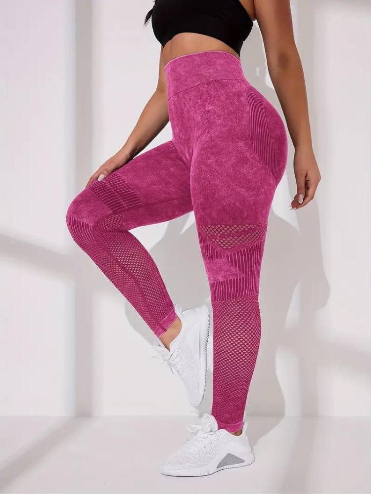 Levoire | Collants D'Entraînement Femmes Leggings De Sport Taille Haute Rose-rouge