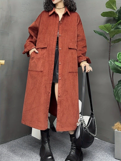 Levoire | Long Trench Coat Tendance Avec Détails Élégants Brun rouge Une taille