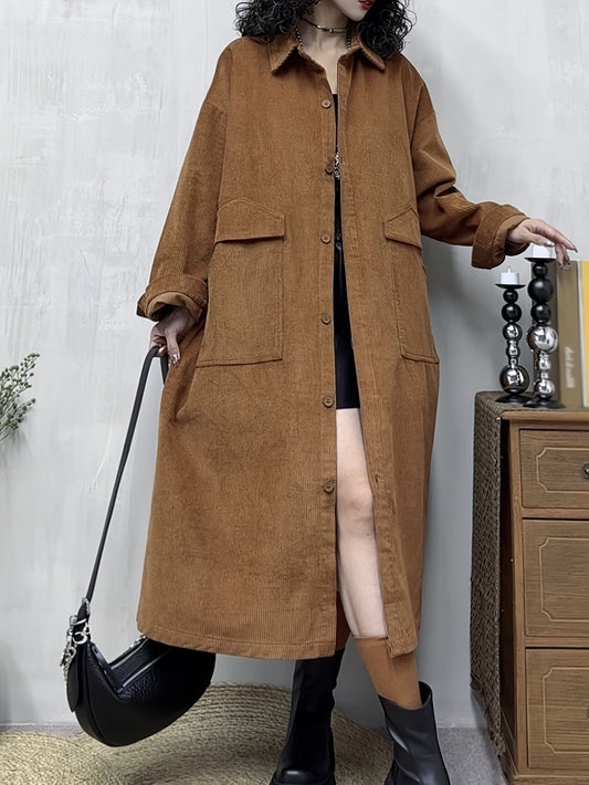Levoire | Long Trench Coat Tendance Avec Détails Élégants Khaki Une taille