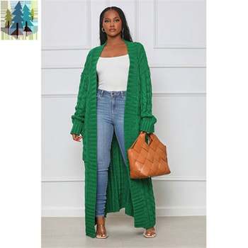 Levoire | Luxe Longue Veste En Tricot Avec Poches Vert