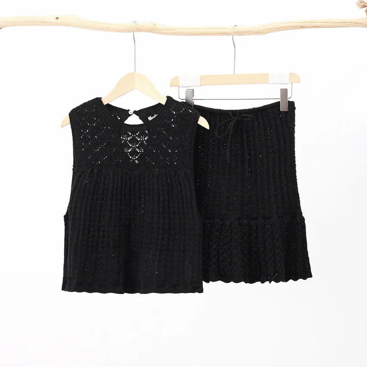 Levoire | Ensemble En Deux Pièces En Coton Crocheté Noir