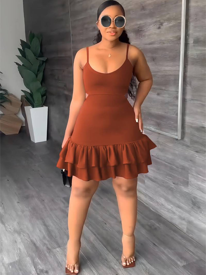 Levoire | Jolie Robe Sans Manches En Cami Pour Femmes Rouge orange