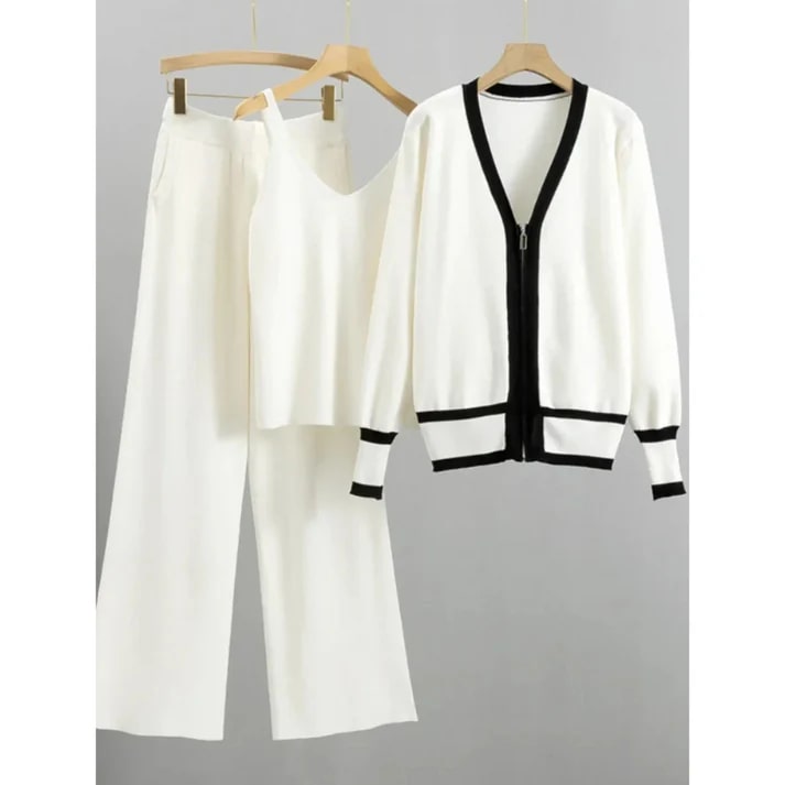 Levoire | Ensemble Lounge Élégant En Trois Pièces Pour Femmes Blanc Une taille