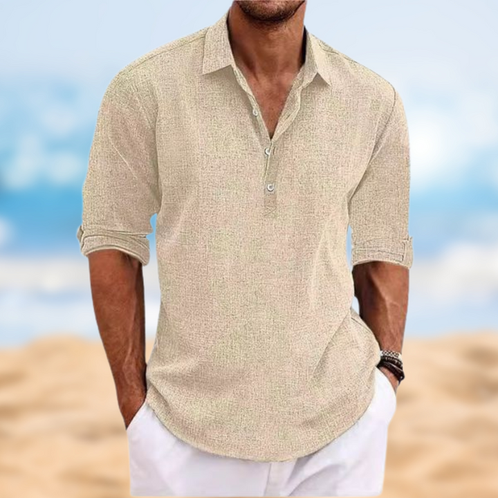 Levoire | Polo En Lin Classique À Manches Longues Beige