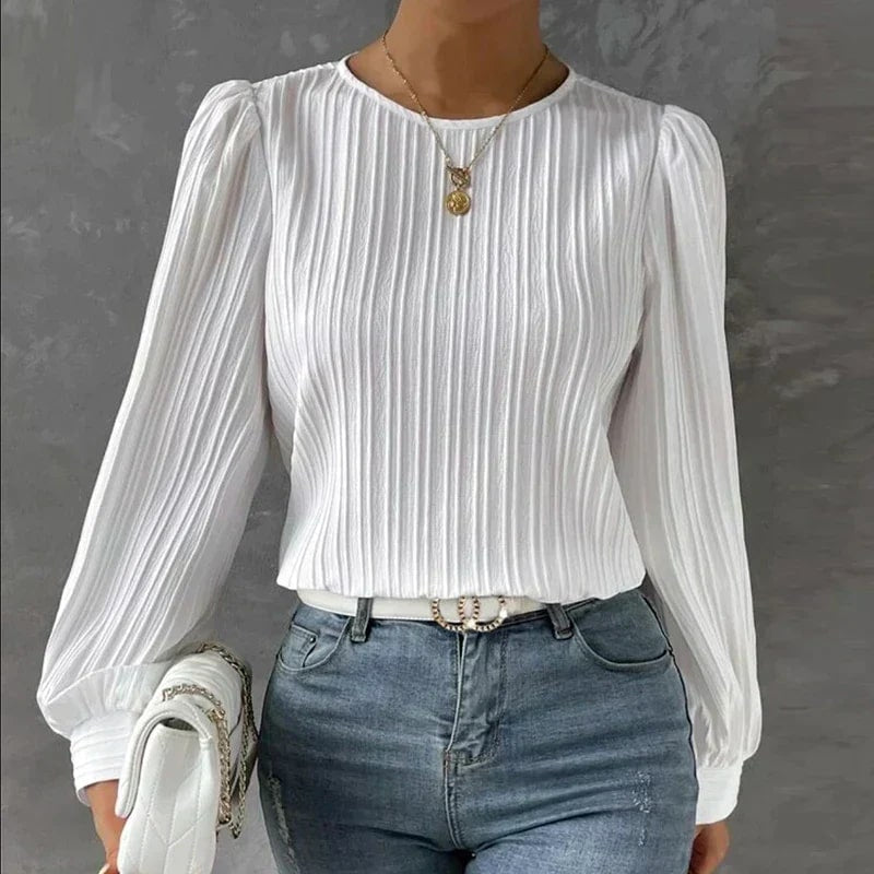 Levoire | Élégante Blouse Plissée Pour Femmes Blanc