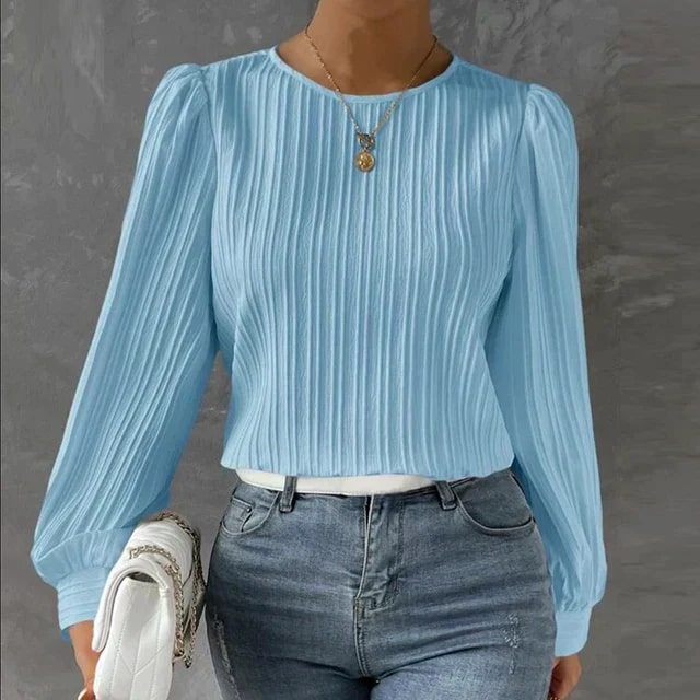Levoire | Élégante Blouse Plissée Pour Femmes Bleu ciel