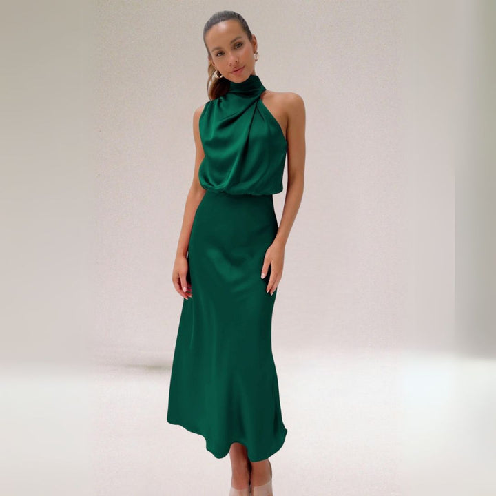 Levoire | Robe Maxi Satin Femme Vert