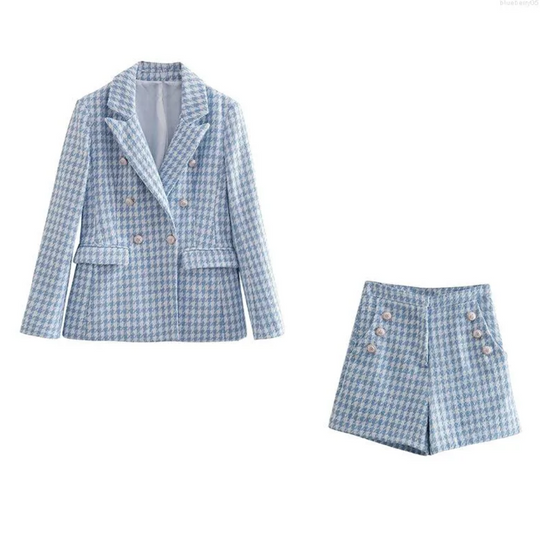 Levoire | Blazer à col retourné à manches longues avec shorts adaptés