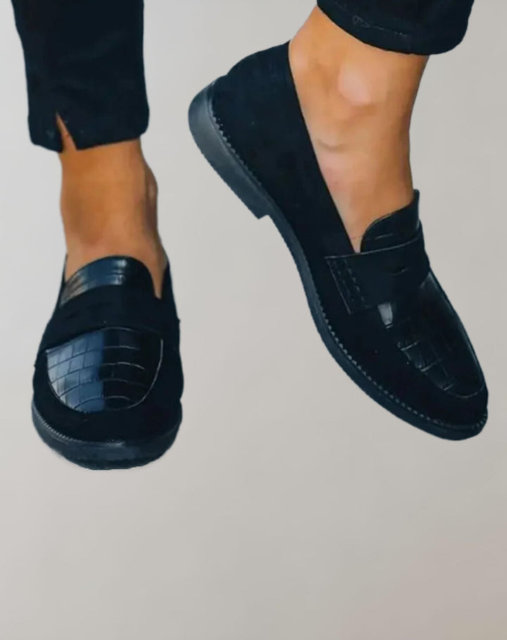 Levoire | Mocassins Brillants Pour Femmes Avec Design Structuré Noir