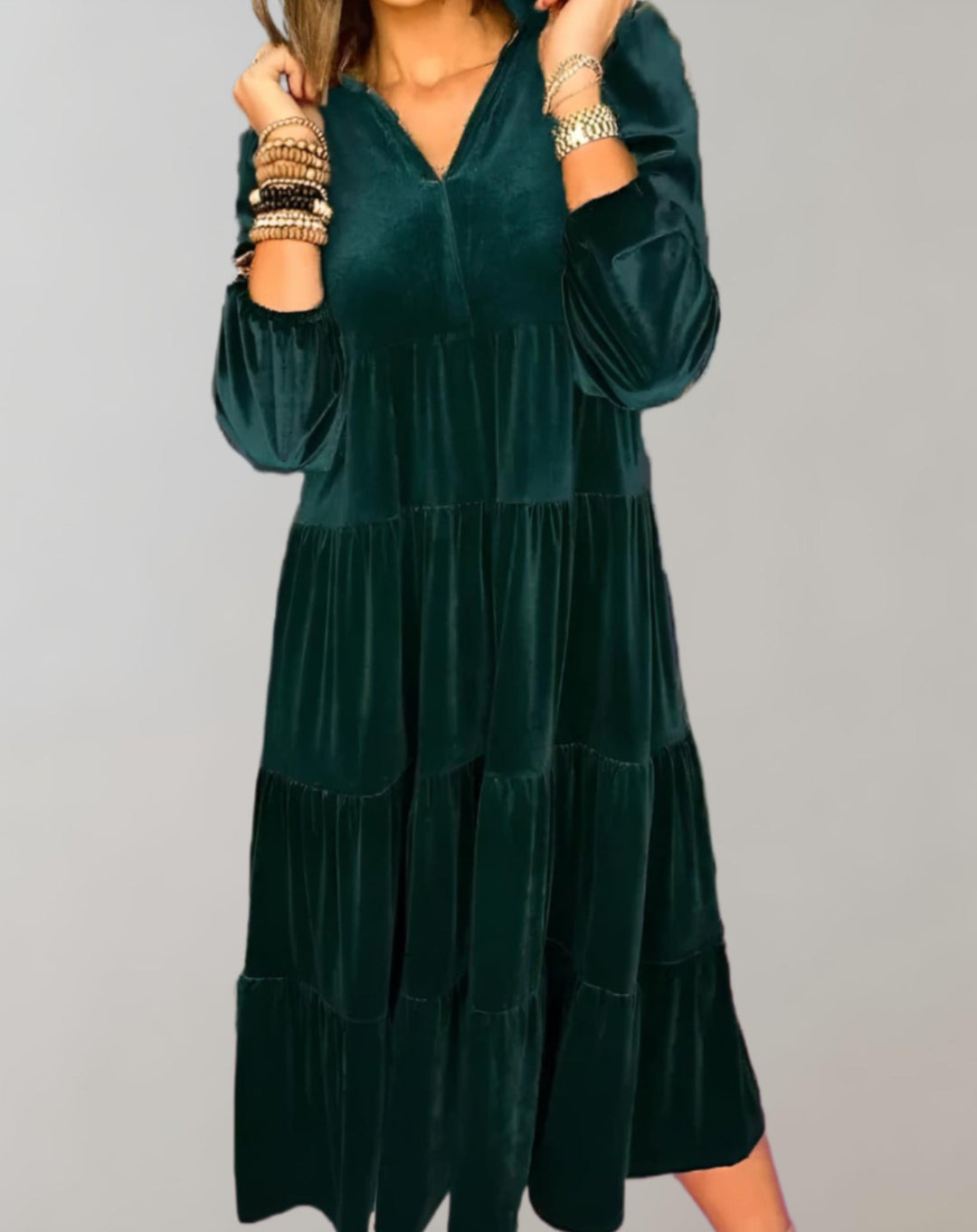 Levoire | Robe En Velours À Encolure En V Vert