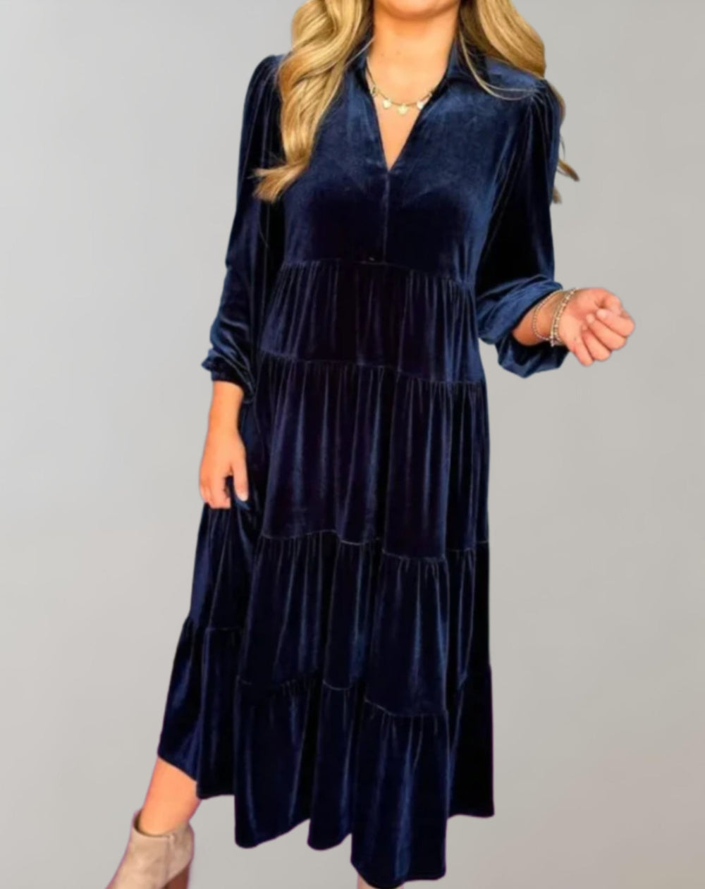 Levoire | Robe En Velours À Encolure En V Bleu