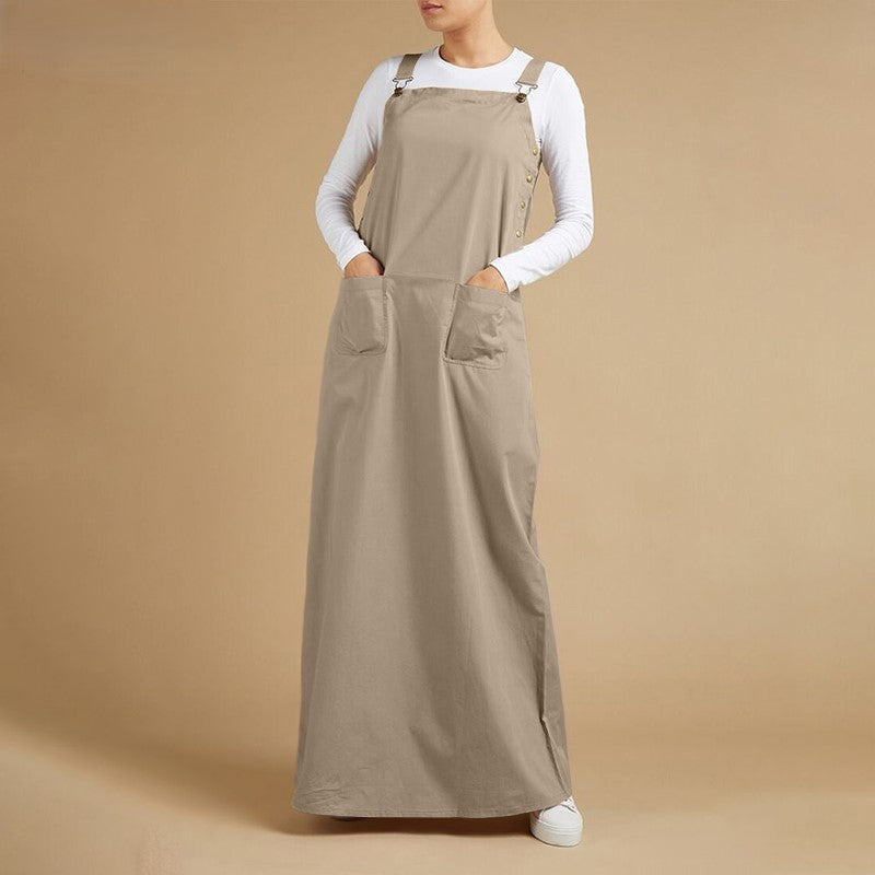 Levoire | Robe Maxi De Jardin Élégante Avec Bretelles Réglables Beige