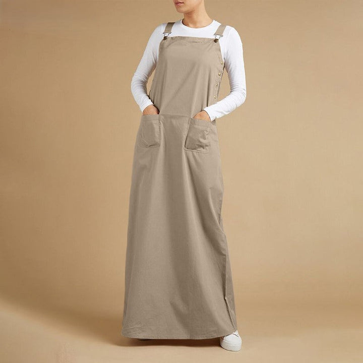 Levoire | Robe Maxi De Jardin Élégante Avec Bretelles Réglables Beige