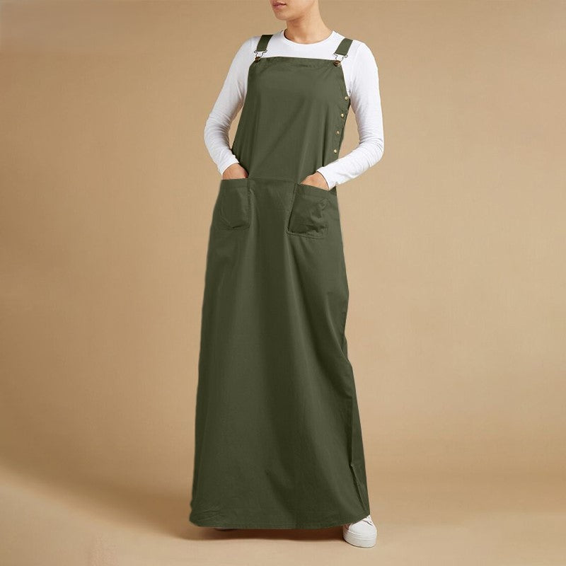 Levoire | Robe Maxi De Jardin Élégante Avec Bretelles Réglables Vert olive