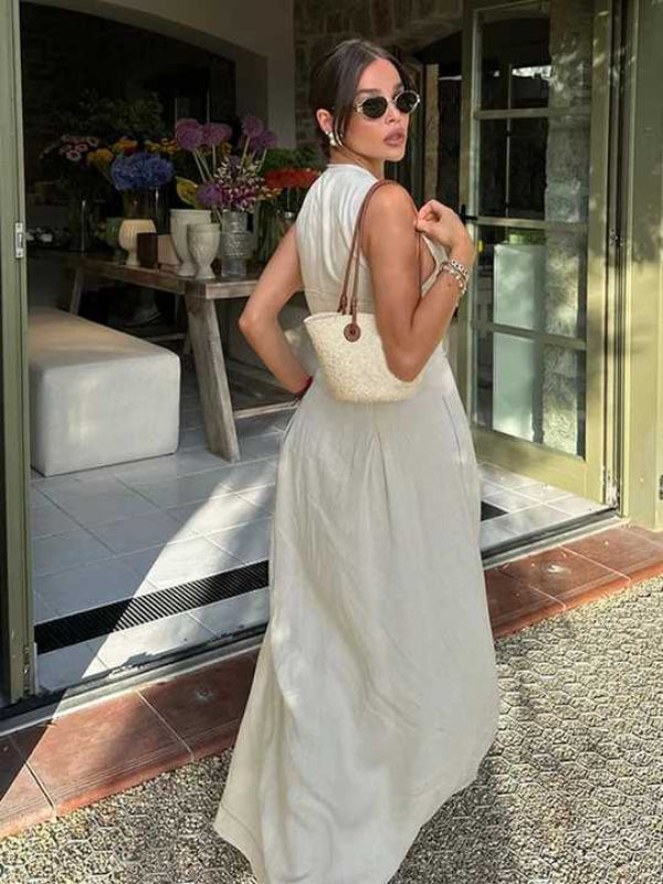 Levoire | Robe Maxi Sans Manches Élégante À Taille Haute