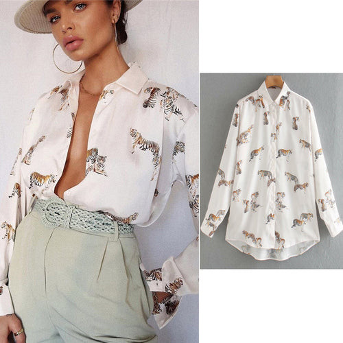 Levoire | Imprimé Animal Blouse Une Blouse Élégante En Satin Pour Femmes