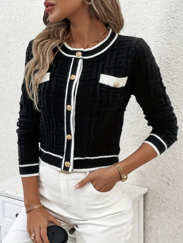 Levoire | Luxe Contraste Bordure Gilet Tricot