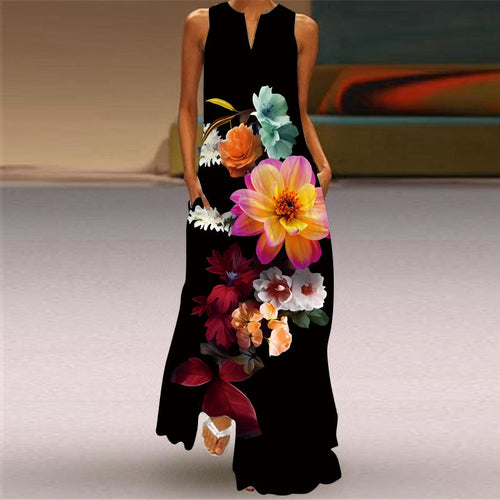 Levoire | Robe Maxi Élégante Sans Manches Avec Imprimé