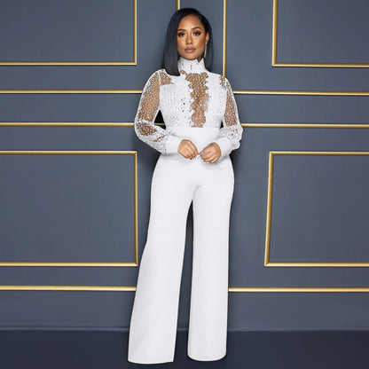 Levoire | Combinaison Élégante Avec Des Accents En Dentelle Blanc