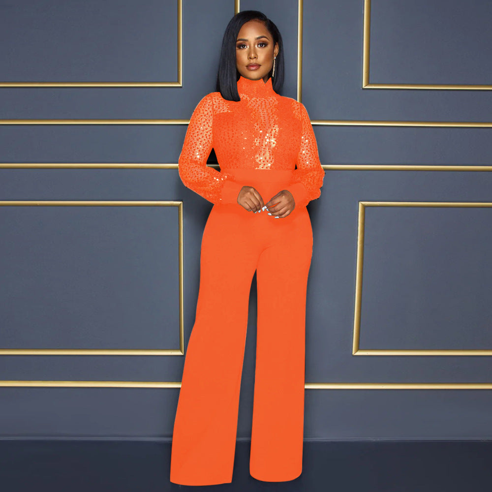 Levoire | Combinaison Élégante Avec Des Accents En Dentelle Orange