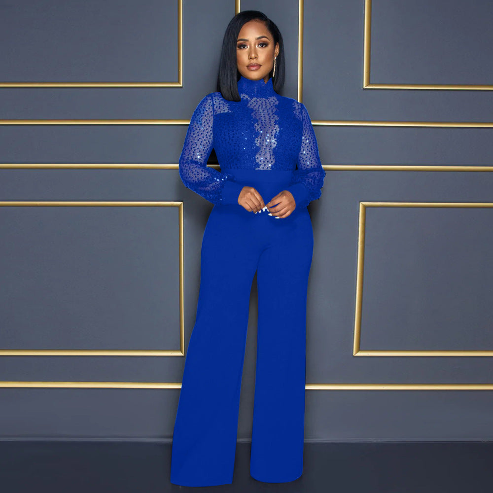 Levoire | Combinaison Élégante Avec Des Accents En Dentelle Bleu