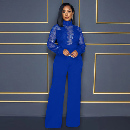 Levoire | Combinaison Élégante Avec Des Accents En Dentelle Bleu