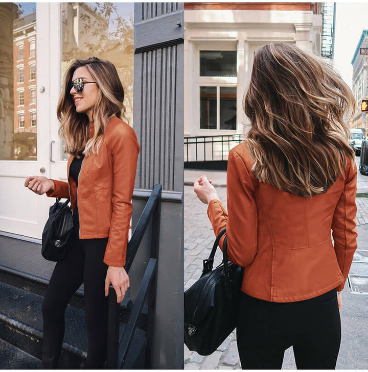 Levoire | Veste En Cuir Slim Avec Fermeture Éclair Pour Femmes
