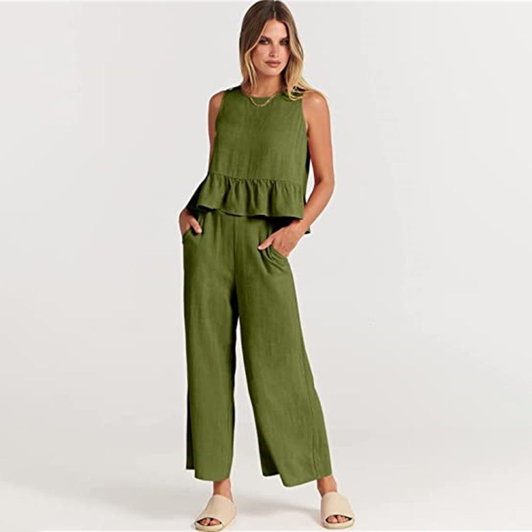 Levoire | Ensemble Deux Pièces Accessoire Sans Manches Pour L'Été Vert olive