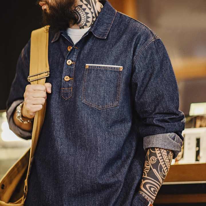 Levoire | Chemise En Denim Rétro Pour Un Confort Stylé Bleu S