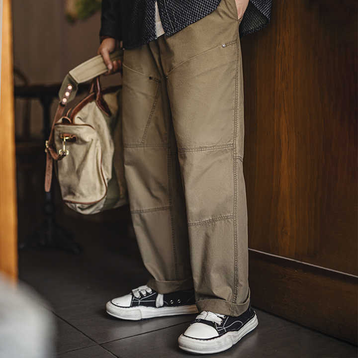 Levoire | Salopette Vintage Avec Grandes Poches Et Taille Élastique Khaki