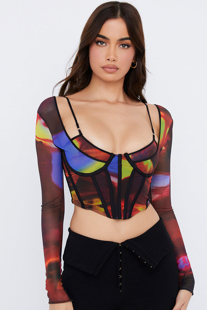 Levoire | Corset En Filet Artistique Avec Capuche