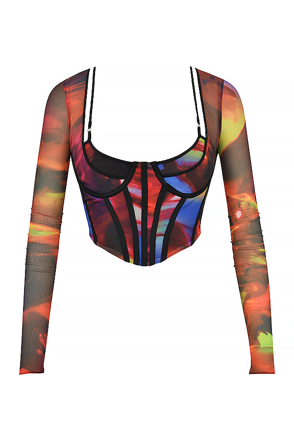 Levoire | Corset En Filet Artistique Avec Capuche