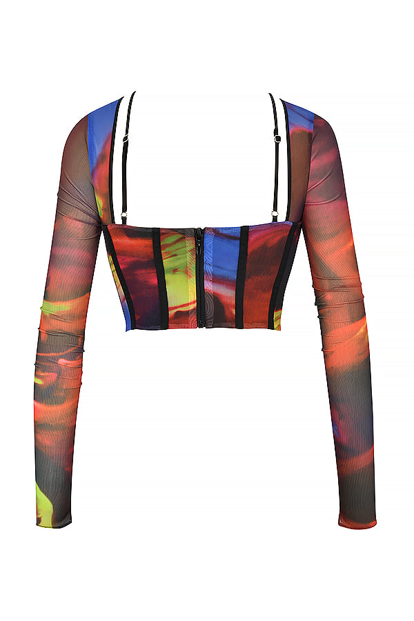 Levoire | Corset En Filet Artistique Avec Capuche