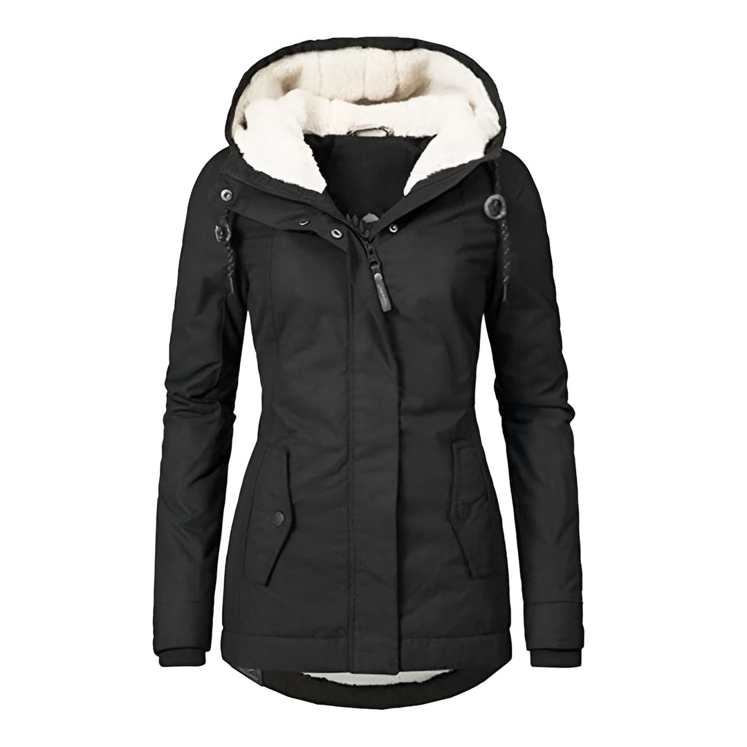 Levoire | Veste Satinée Avec Capuche Pour Femmes Noir