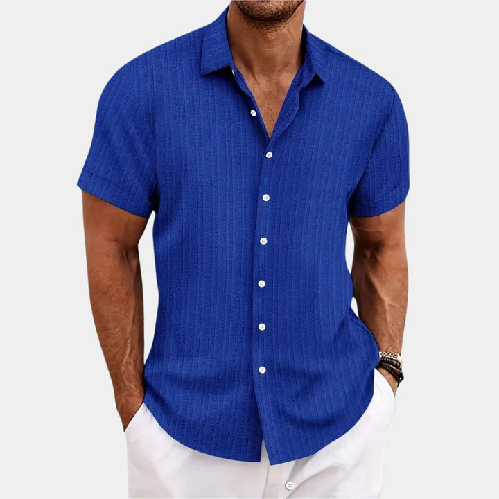 Levoire | Chemise Pour Hommes En Mélange De Lin Bleu