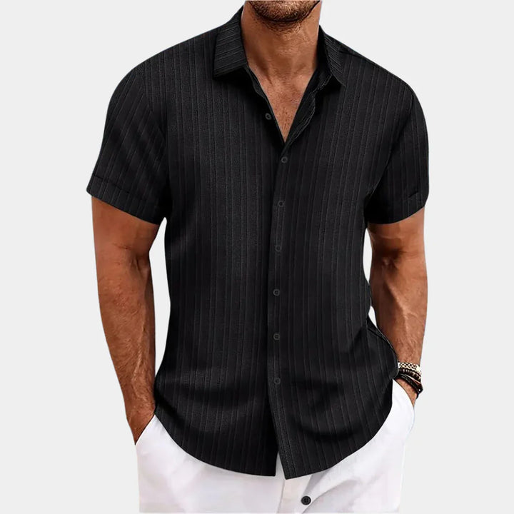 Levoire | Chemise Pour Hommes En Mélange De Lin Noir