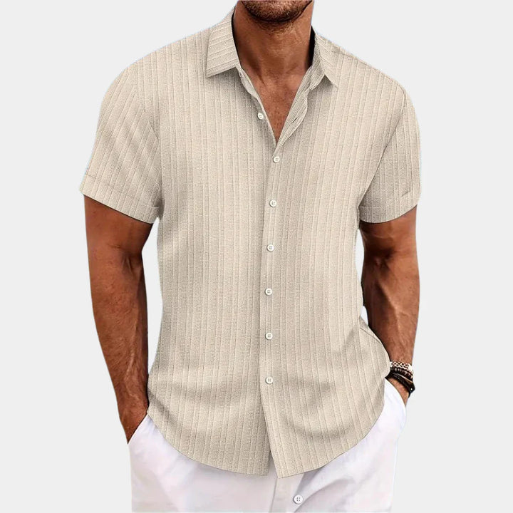 Levoire | Chemise Pour Hommes En Mélange De Lin Beige