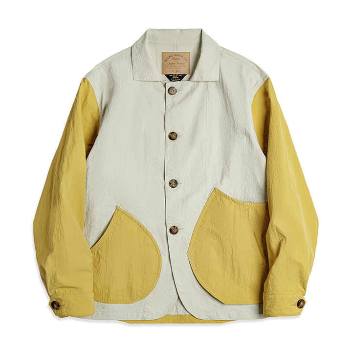 Levoire | Veste En Patchwork Vintage Avec Poches Asymétriques Jaune