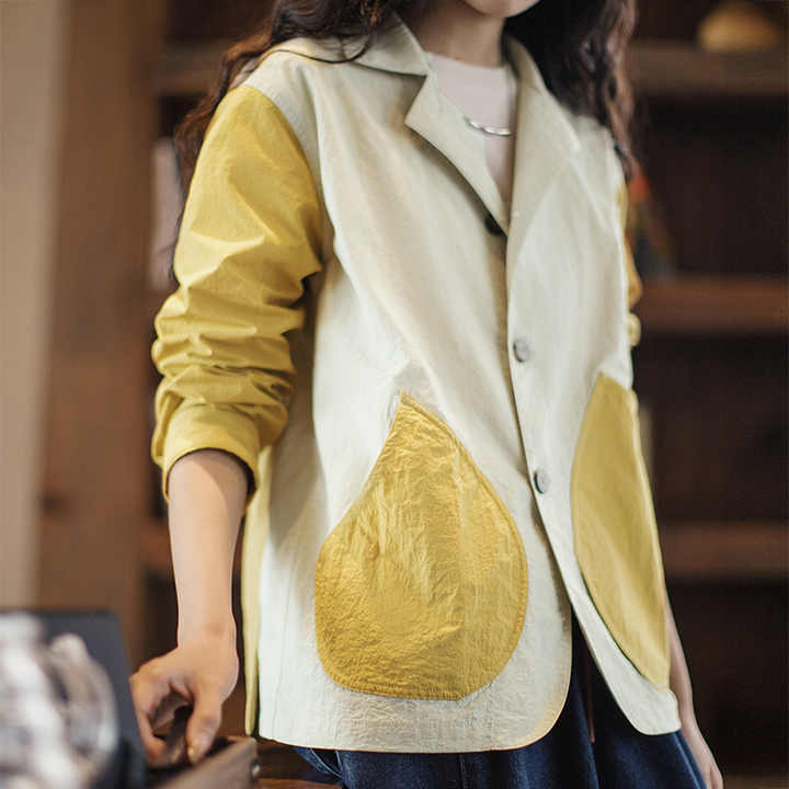 Levoire | Veste En Patchwork Vintage Avec Poches Asymétriques
