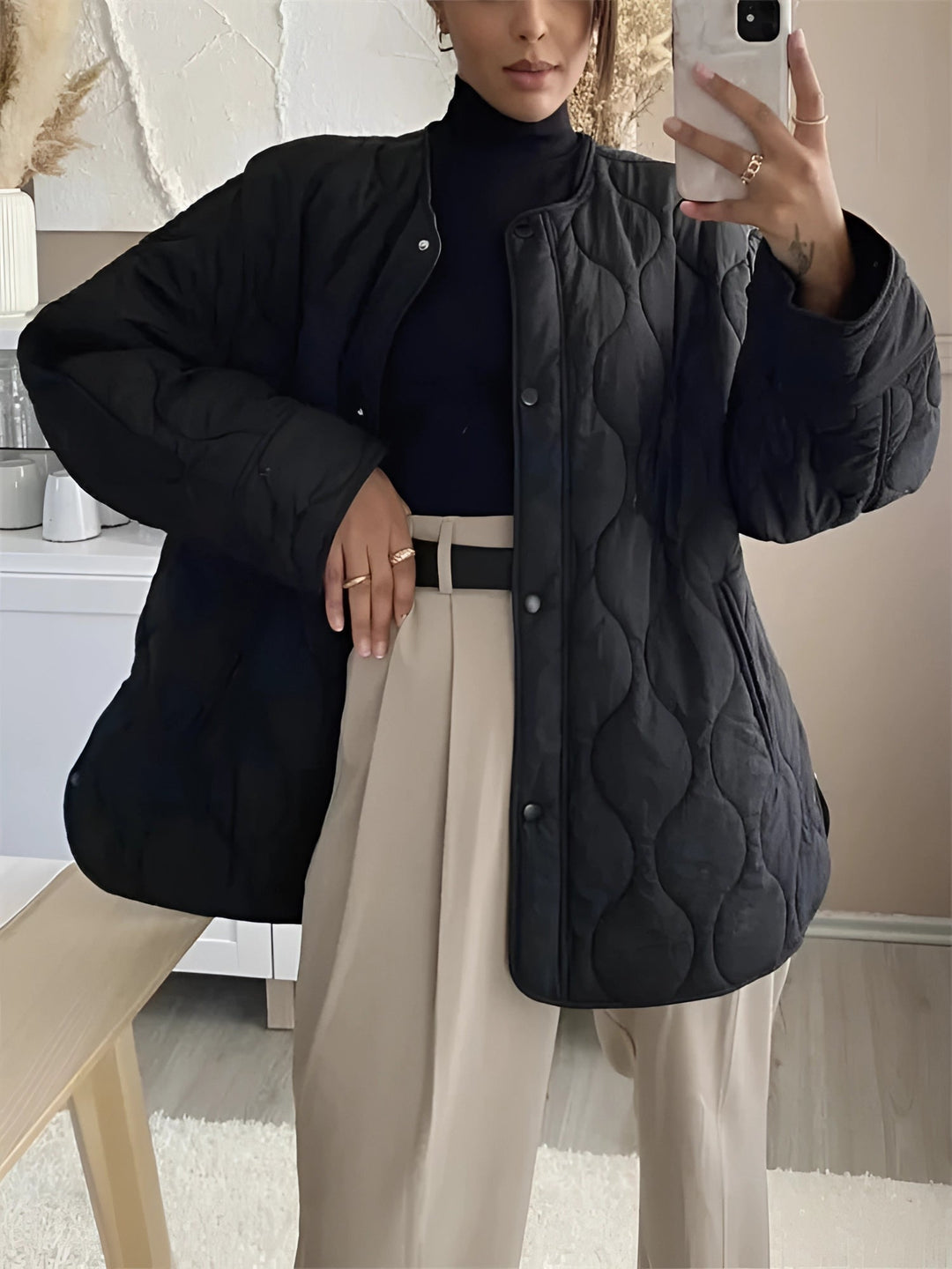 Levoire | Veste Longue À Col Rond Chaud