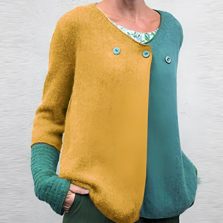Levoire | Pull en tricot bicolore à manches longues Jaune
