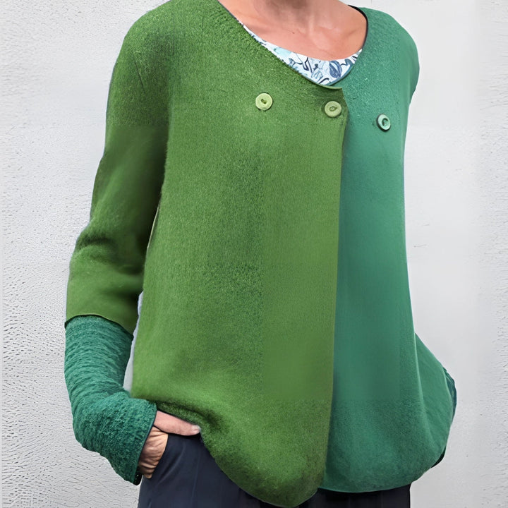 Levoire | Pull en tricot bicolore à manches longues Vert