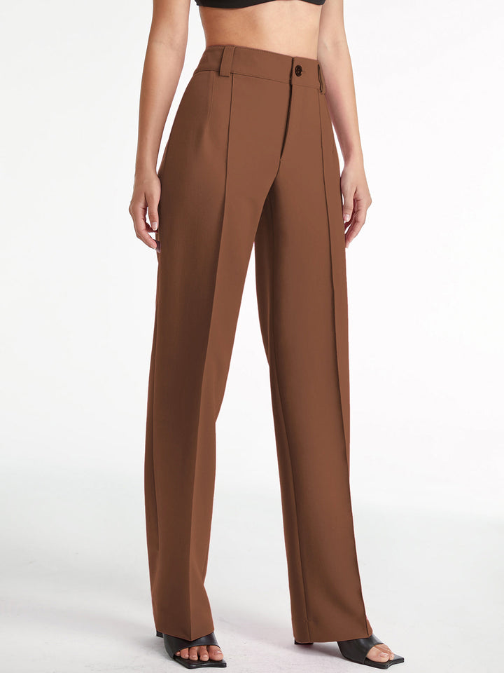 Levoire | Pantalon Taille Haute À Pinces Braun