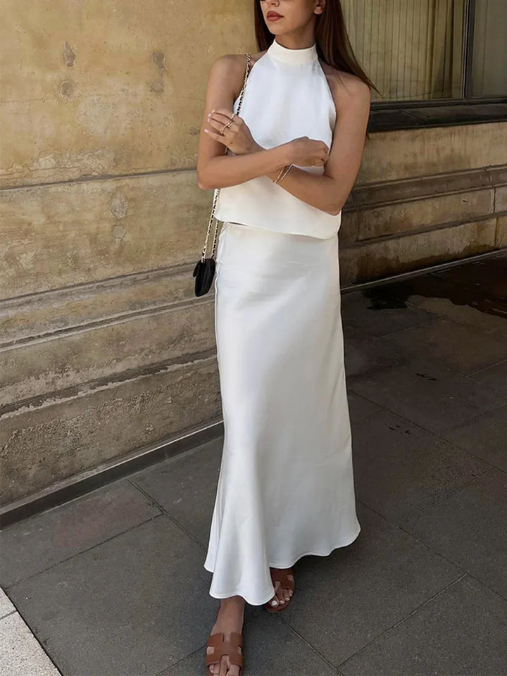 Levoire | Traum Ouvert Dos Satin Ensemble Jupe Deux Pièces
