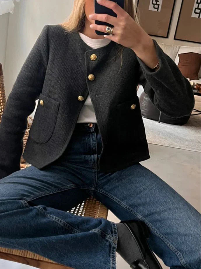 Levoire | Blazer En Tweed Esthétique Noir