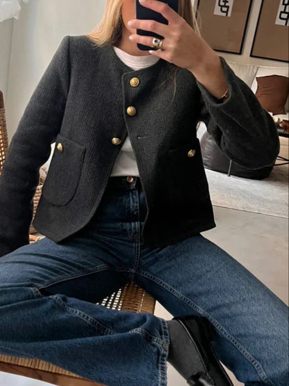 Levoire | Blazer En Tweed Esthétique Noir